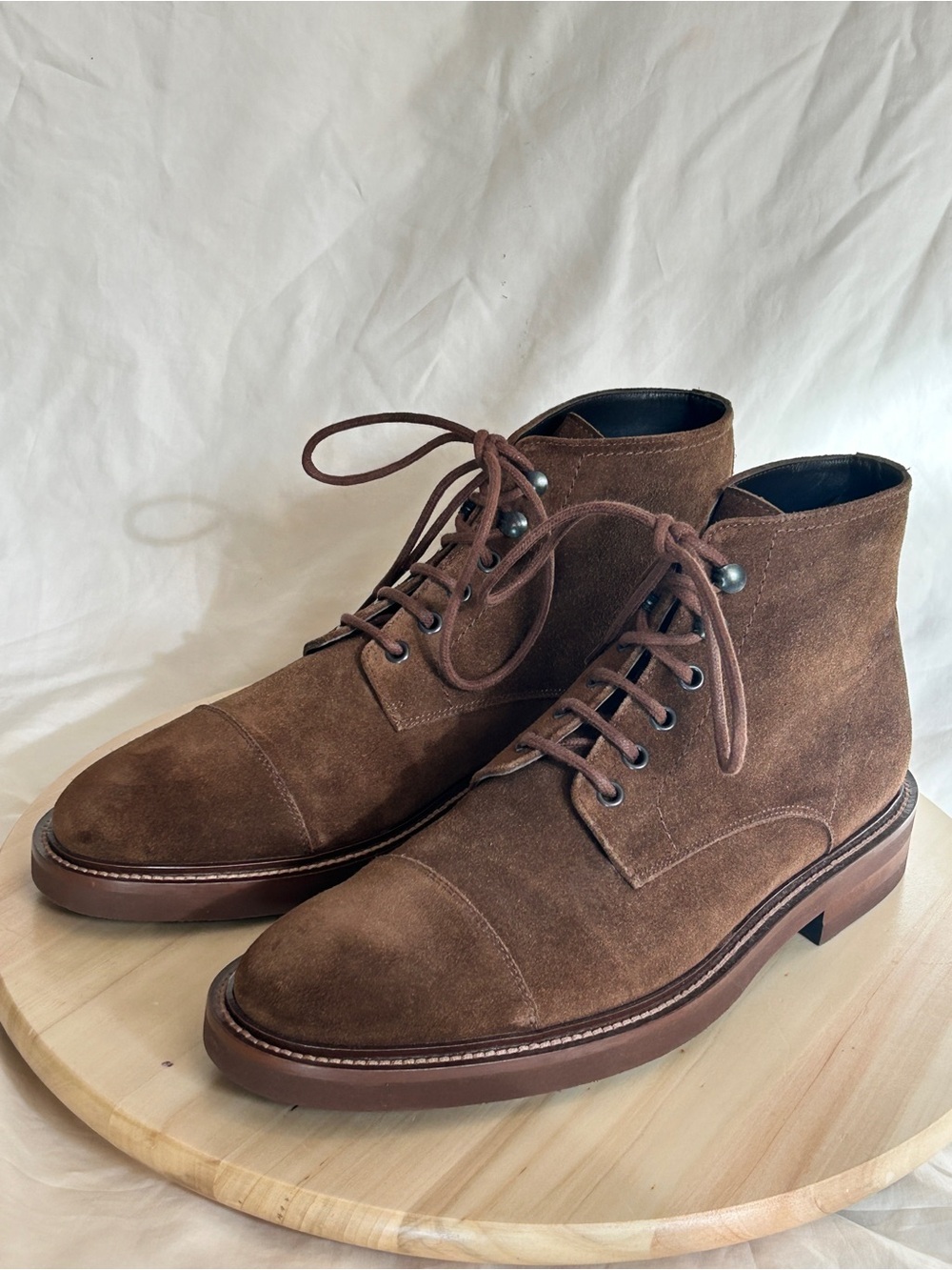 To Boot New York Men’s Major Suede Boot Brown Cap Toe Lace-Up US 9